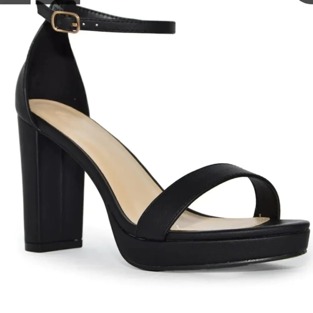 BRAND NEW WILD DIVA WOMEN'S ANKLE STRAP PLATFORM CHUNKY HEELS HEELED SANDALS